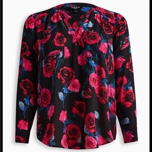 Torrid Women's Harper Blouse Dark Florals Romantic Top Office Work Brunch Bold 2